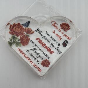 Unbiological Sister Gift Acrylic Heart Plaque Best Friend Soul Sister Keepsake